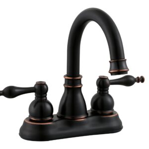 Derengge Oil Rubbed Bronze Two-Handle Bathroom Faucet,Lavatory Bathroom Sink Faucet with Pop up Drain Trim Assembly,F-450-JM ORB