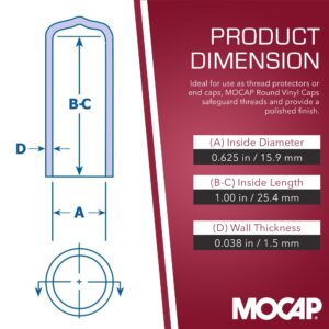 MOCAP - Round Vinyl Caps - Black Vinyl End Caps - End Caps for Metal Tubing - Ideal Caps for Pipes, Rods, & Tubes - End Caps for Industrial & Home Use - End Cap Solution(0.625 x 1 inch, 1008 Pieces)