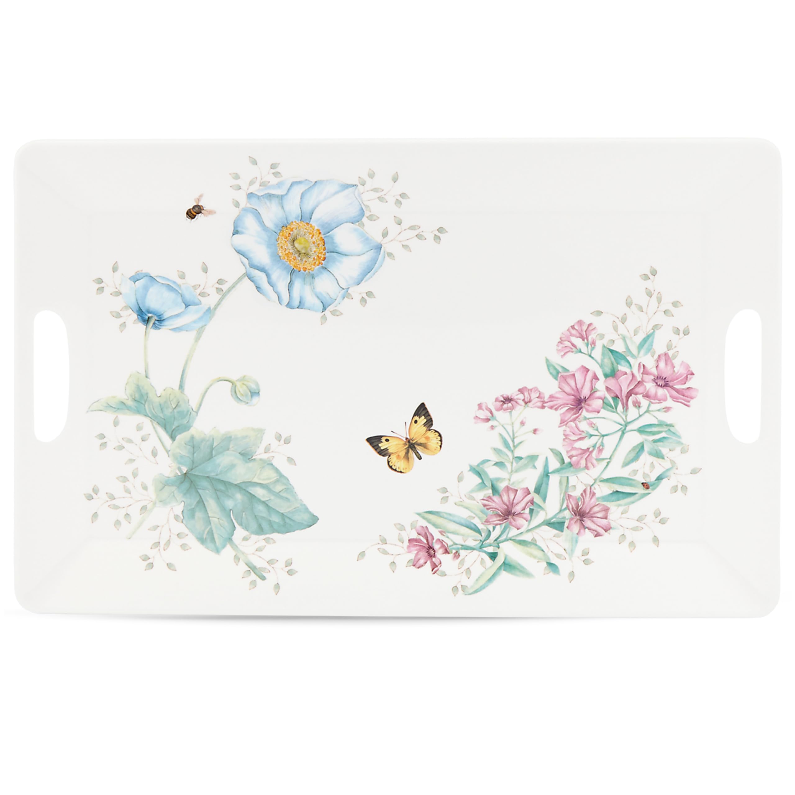 LENOX Butterfly Meadow Melamine Handled Serving Tray, 1.82 LB, Multi