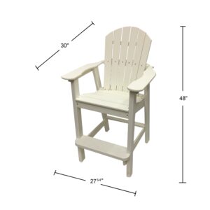 Phat Tommy Tall Adirondack Chair - HDPE Outdoor Furniture - Poly Adirondack Bar Stool - Heavy, Stress Free Furniture for Balcony, Deck, Patio, Front Porch, White