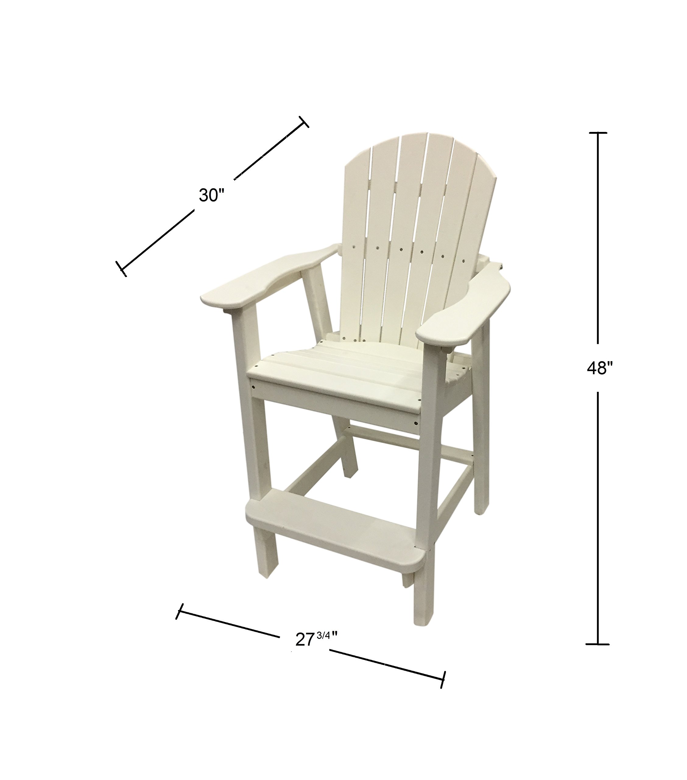 Phat Tommy Tall Adirondack Chair - HDPE Outdoor Furniture - Poly Adirondack Bar Stool - Heavy, Stress Free Furniture for Balcony, Deck, Patio, Front Porch, White