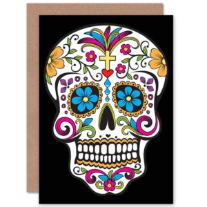 wee blue coo sugar skull day of the dead greetings or birthday card