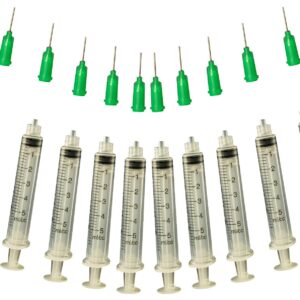 Creative Hobbies® Glue Applicator Syringe for Flatback Rhinestones & Hobby Crafts, 5 Ml with 21 Gauge Green Precision Tip - Value Pack of 10