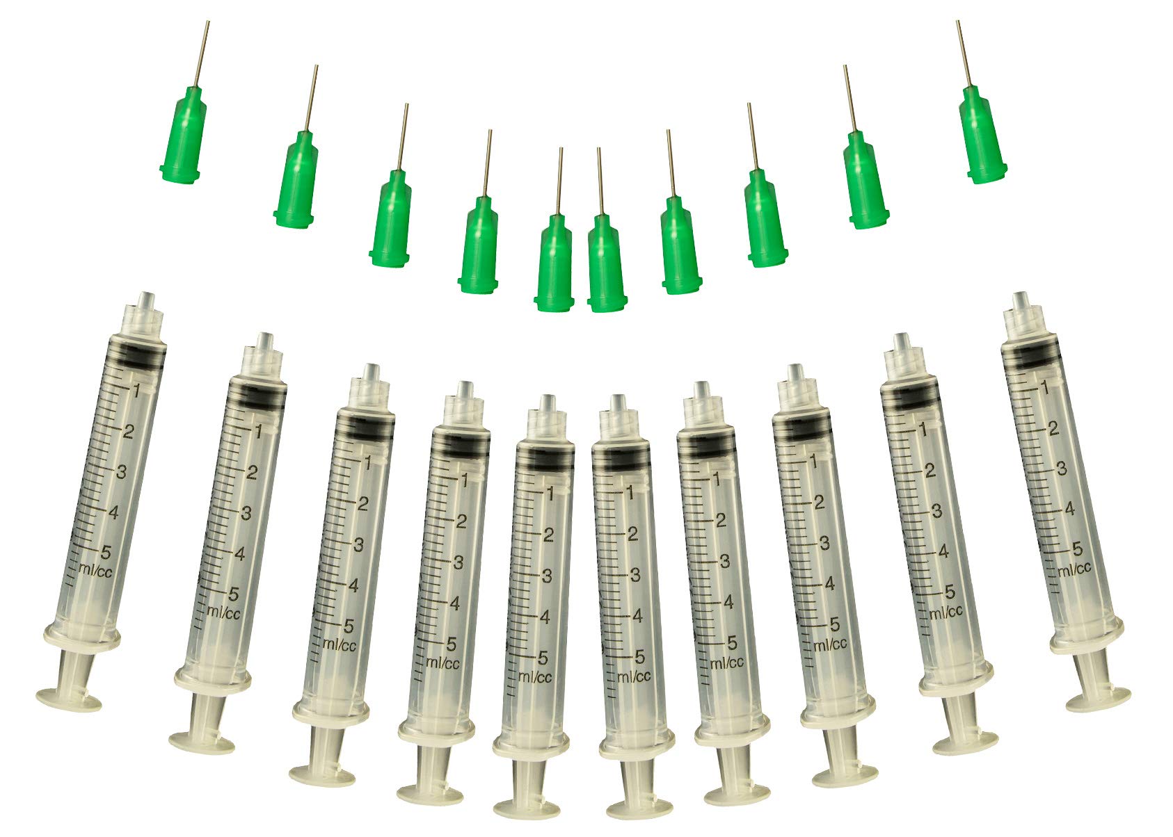 Creative Hobbies® Glue Applicator Syringe for Flatback Rhinestones & Hobby Crafts, 5 Ml with 21 Gauge Green Precision Tip - Value Pack of 10