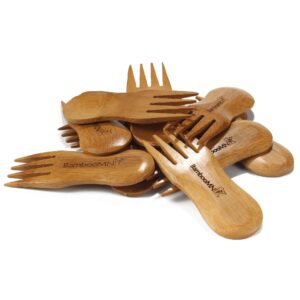 BambooMN Solid Bamboo Stubby Spork 4" - All Natural Reusable Utensils - 10 pcs