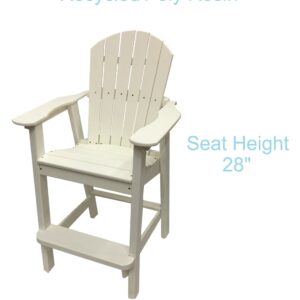 Phat Tommy Tall Adirondack Chair - HDPE Outdoor Furniture - Poly Adirondack Bar Stool - Heavy, Stress Free Furniture for Balcony, Deck, Patio, Front Porch, White