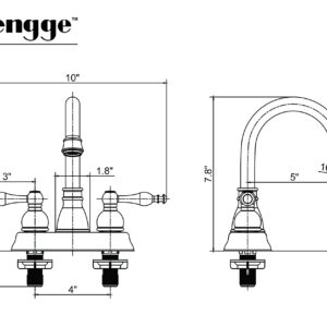 Derengge Oil Rubbed Bronze Two-Handle Bathroom Faucet,Lavatory Bathroom Sink Faucet with Pop up Drain Trim Assembly,F-450-JM ORB