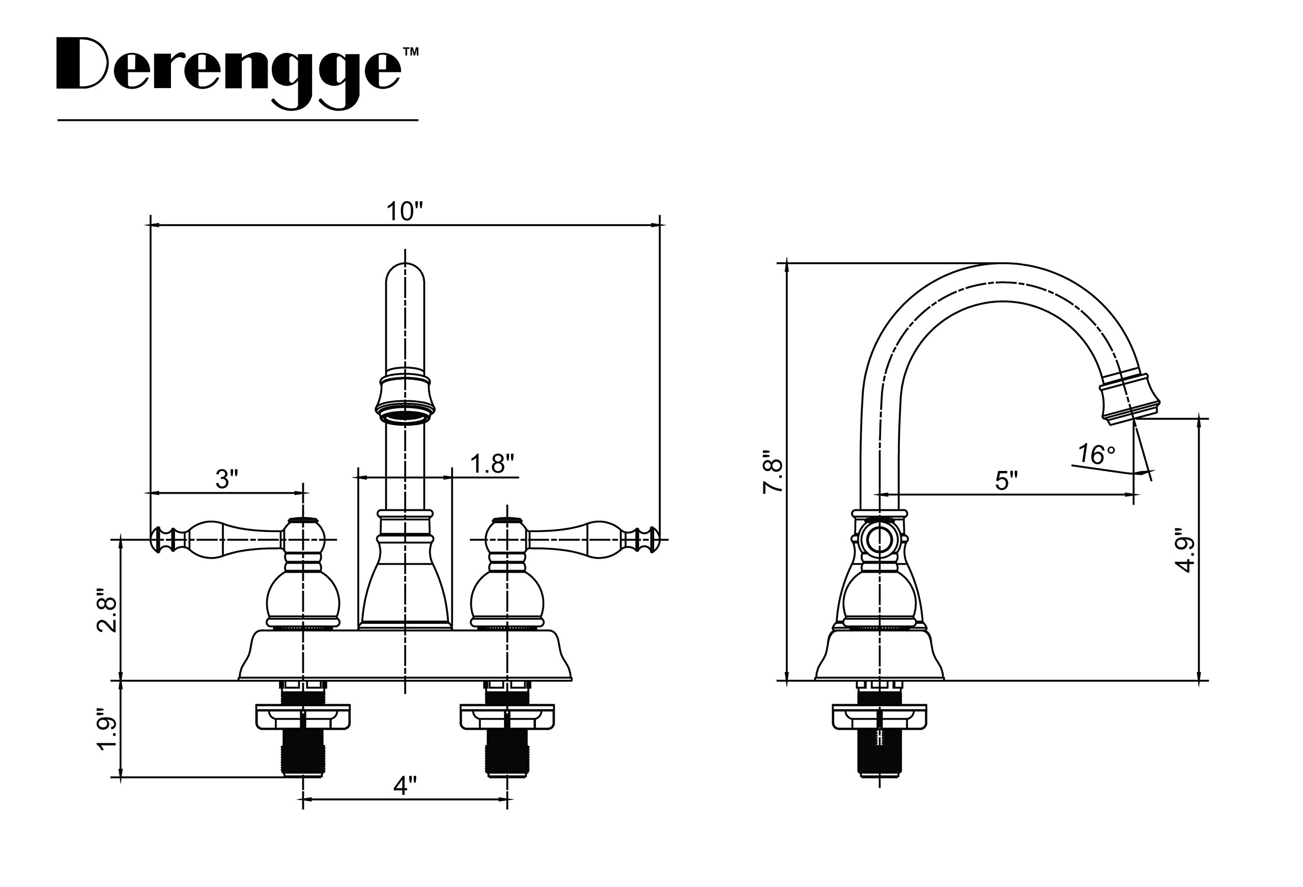 Derengge Oil Rubbed Bronze Two-Handle Bathroom Faucet,Lavatory Bathroom Sink Faucet with Pop up Drain Trim Assembly,F-450-JM ORB