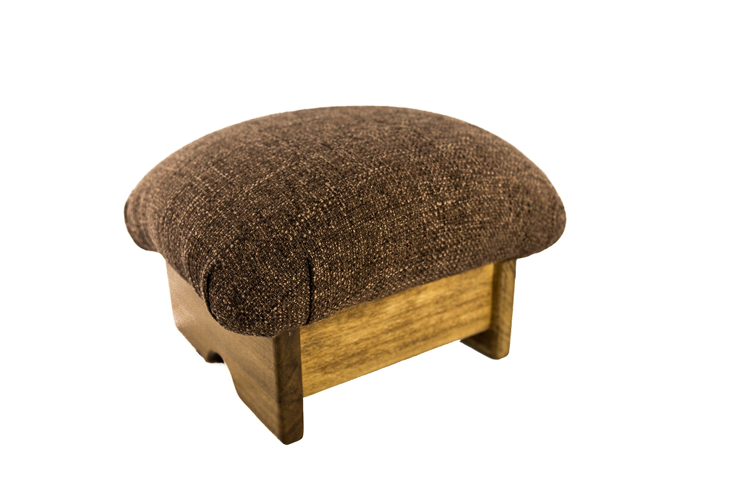 KR Ideas Mini Padded Foot Stool, Cocoa Brown, 7" Tall, Walnut Stain (Made in The USA) (Maple Stain)