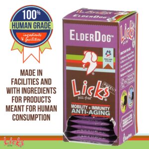 Licks Pill Free ElderDog - Older Dog Vitamins and Supplements - Joint & Immune Support Supplements for Dogs - Dog Coat & Digestion Supplement for Senior Dogs - Gel Packets - Roasted Chicken, 30 Use