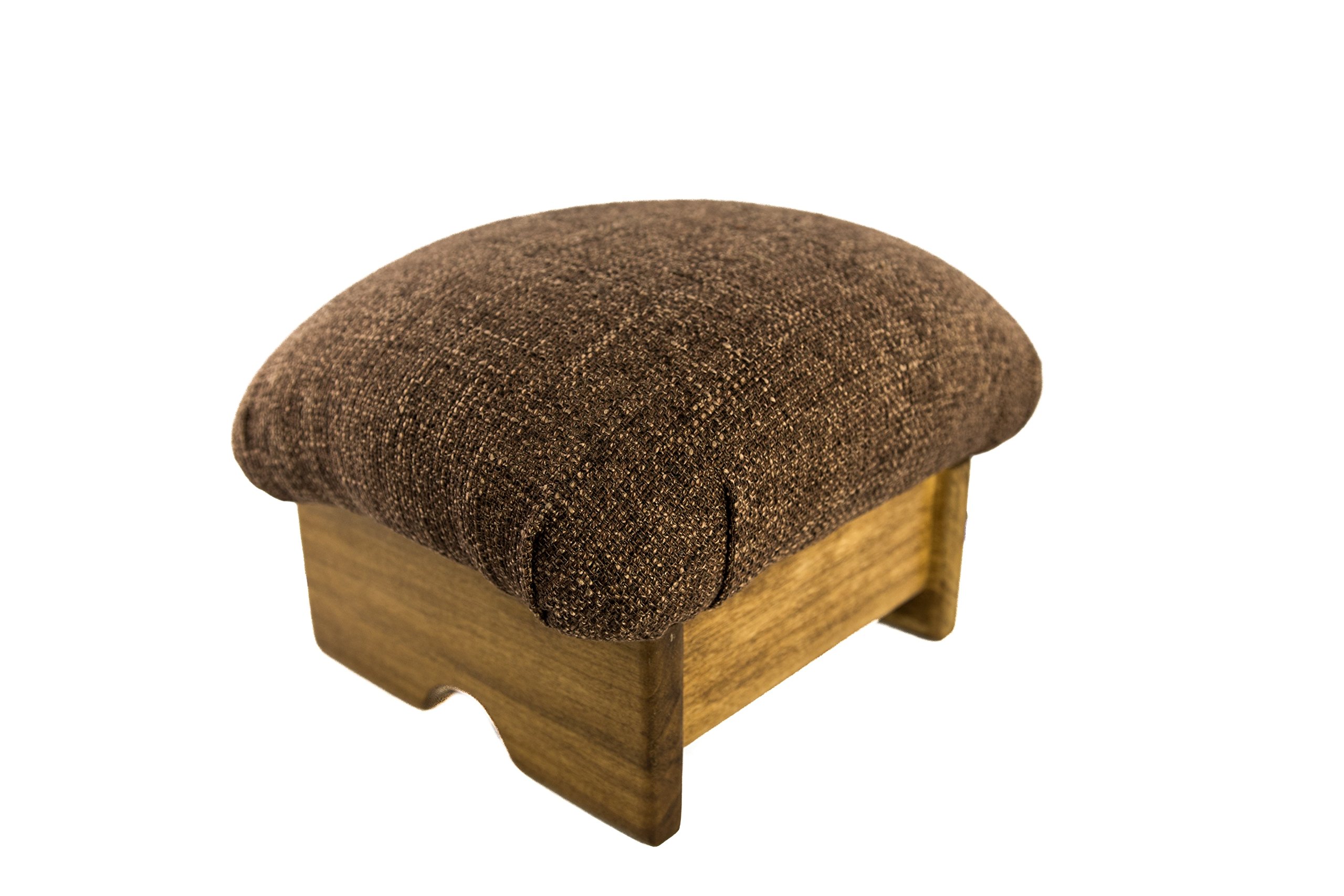 KR Ideas Mini Padded Foot Stool, Cocoa Brown, 7" Tall, Walnut Stain (Made in The USA) (Maple Stain)