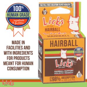 Licks - Hairball Remedy for Cats - Cat Hairball Treatment Containing Flax Seed Oil, Cod Liver Oil, and Sorbitol - LiquiPaks - 10 Use