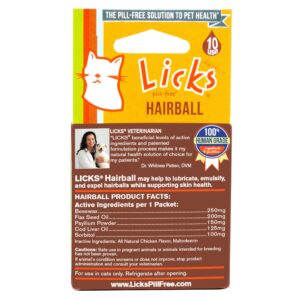 Licks - Hairball Remedy for Cats - Cat Hairball Treatment Containing Flax Seed Oil, Cod Liver Oil, and Sorbitol - LiquiPaks - 10 Use