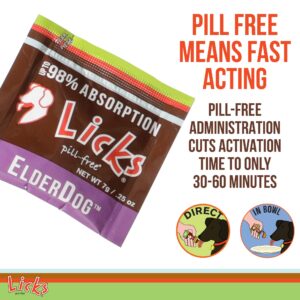 Licks Pill Free ElderDog - Older Dog Vitamins and Supplements - Joint & Immune Support Supplements for Dogs - Dog Coat & Digestion Supplement for Senior Dogs - Gel Packets - Roasted Chicken, 30 Use