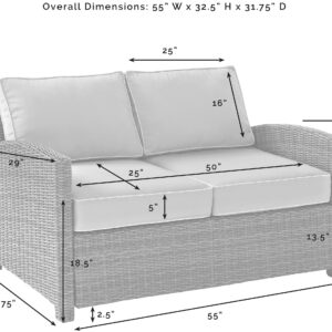 Crosley Furniture Bradenton Wicker Outdoor Loveseat, 2-Person Patio Couch for Porch, Deck, Backyard, Brown with Sangria Cushions