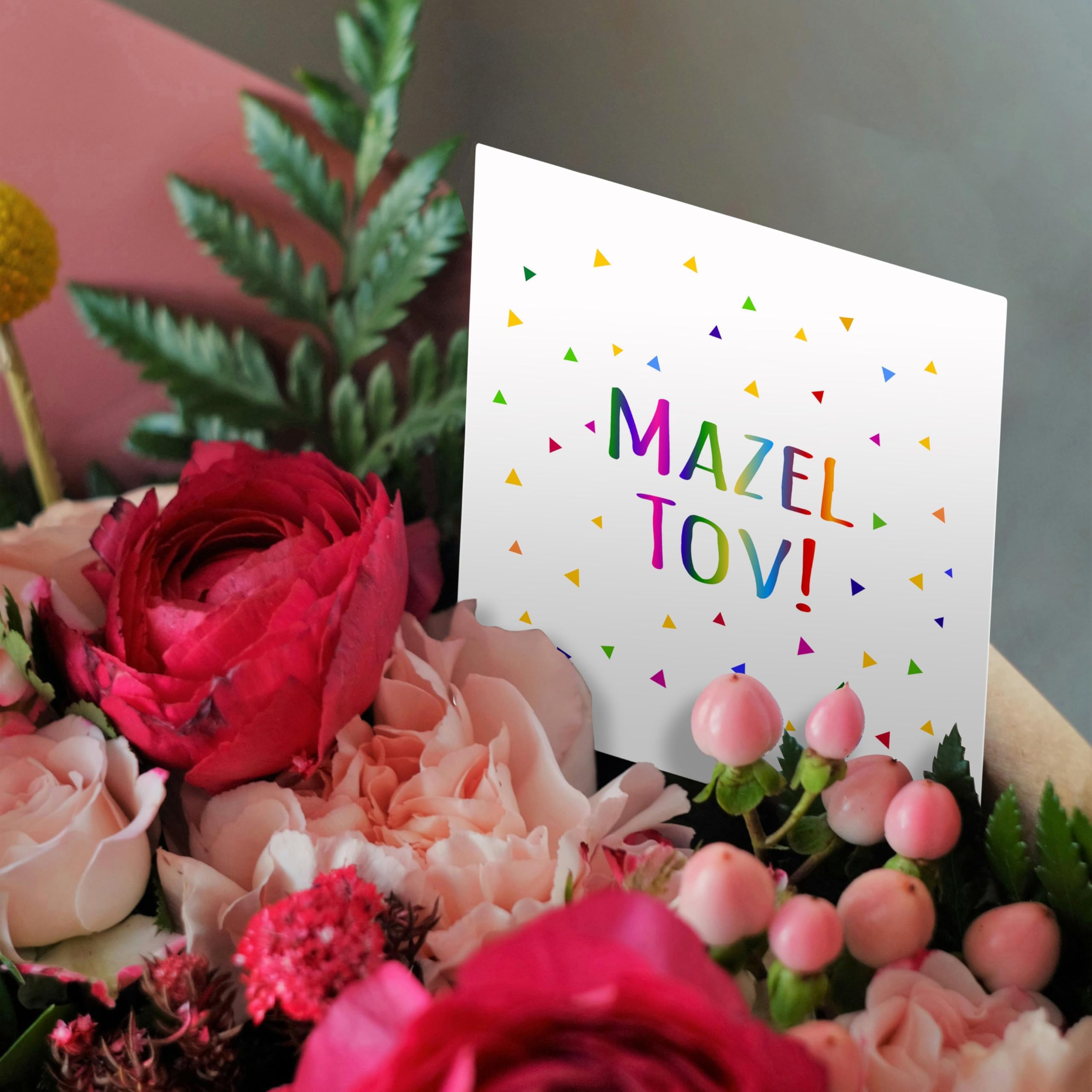 3dRose Greeting Cards - Mazel Tov - Congratulations or happy birthday colorful rainbow text - 12 Pack - Judaica