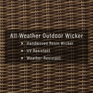 Crosley Furniture Bradenton Corner Outdoor Sectional Chair, Wicker Patio Chairs for Porch, Deck, Backyard, Brown with Navy Cushions