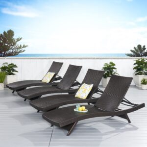 Christopher Knight Home Toscana Outdoor Wicker Lounges, 4-Pcs Set, Multibrown