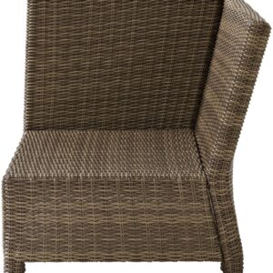 Crosley Furniture Bradenton Corner Outdoor Sectional Chair, Wicker Patio Chairs for Porch, Deck, Backyard, Brown with Navy Cushions