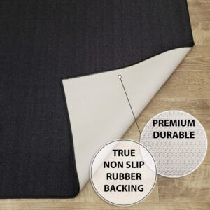 Rubber Backed Runner Rug, 22 x 60 inch, Solid Black, Non Slip, Kitchen Rugs and Mats