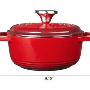 Lodge 1.5 Quart Enameled Cast Iron Dutch Oven with Lid – Dual Handles – Oven Safe up to 500° F or on Stovetop - Use to Marinate, Cook, Bake, Refrigerate and Serve – Red