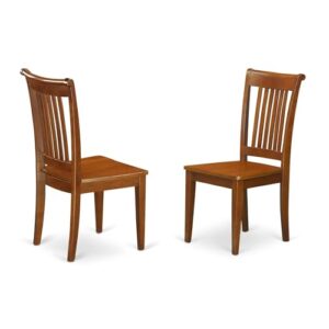 east west furniture kitchen dining chairs, set of 2, saddle brown