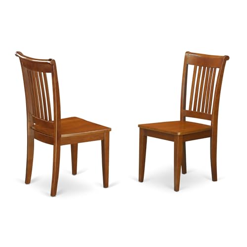 East West Furniture Kitchen Dining Chairs, Set of 2, Saddle Brown