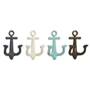 Deco 79 Metal Anchor Single Hanger Wall Hook, Set of 4 5"W, 9"H, Multi Colored