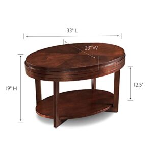 Leick Home 10109-CH Oval Small Coffee Table with Shelf, Chocolate Cherry