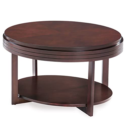 Leick Home 10109-CH Oval Small Coffee Table with Shelf, Chocolate Cherry