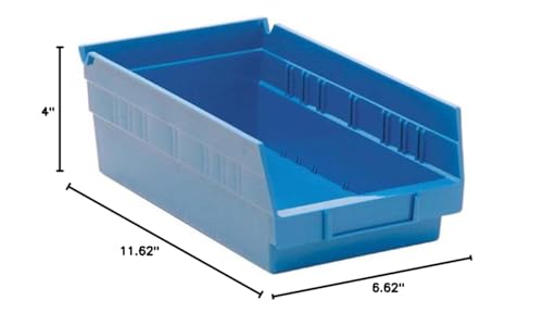 Quantum Storage Systems Quantum Storage QSB102BL 30-Pack 4" Hanging Plastic Shelf Bin Storage Containers, 11-5/8" x 6-5/8" x 4", Blue