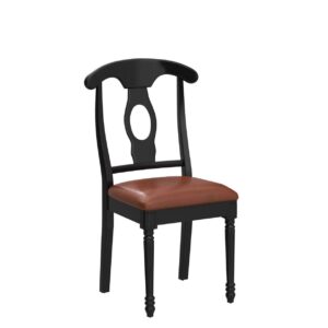 East West Furniture KEC-BLK-LC Kenley Dining Room Chairs - Faux Leather Upholstered Wood Chairs, Set of 2, Black