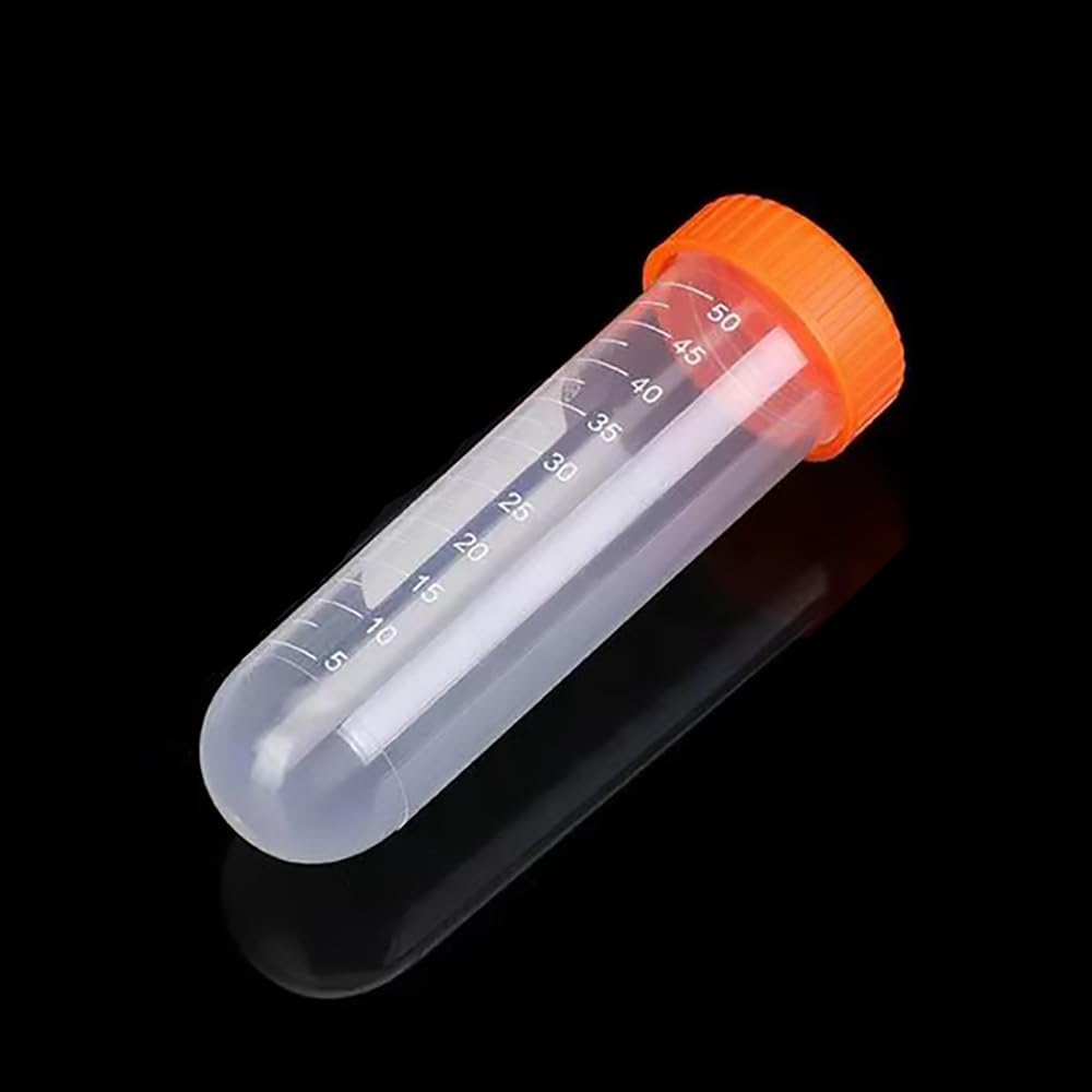 BIPEE Centrifuge Tubes, 50mL lab tubes, test tubes with caps, Plastic Container for plant tissue culture kit，coffee tubes，round bottom pack 10 pcs.