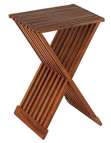 Bare Decor Leaf Folding Counterstool in Solid Teak Wood 24" high,Brown