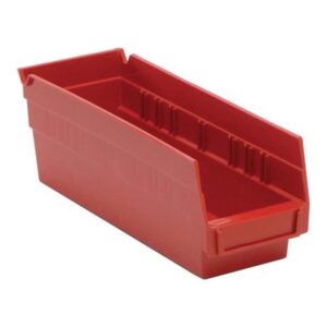 quantum storage systems quantum storage qsb101rd 36-pack 4" hanging plastic shelf bin storage containers, 11-5/8" x 4-1/8" x 4", red