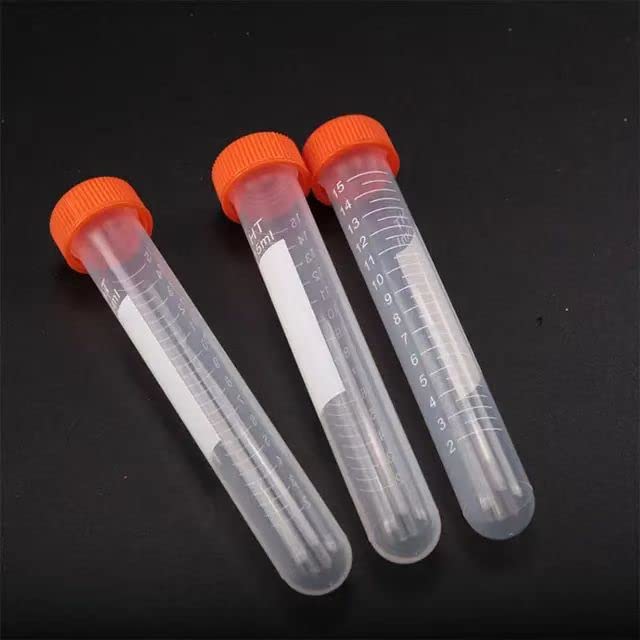 Bipee Conical Centrifuge Tubes 15mL, 100PCS Pack Sterile Plastic Test Tubes with Screw Caps, Polypropylene Container with Graduated and Write-on Spot, Non-Pyrogenic, DN/RNase Free