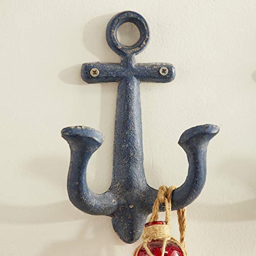 Deco 79 Metal Anchor Single Hanger Wall Hook, Set of 4 5"W, 9"H, Multi Colored