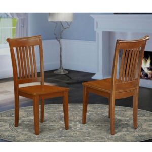 East West Furniture Kitchen Dining Chairs, Set of 2, Saddle Brown