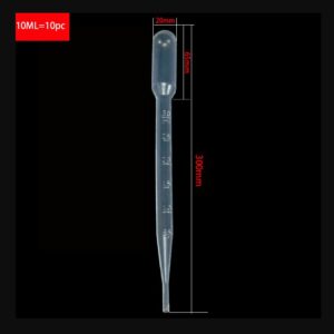 BIPEE 10ml Plastic Pipette Graduated Transparent Dropper for Laboratory Experiment 30cm Length 10pcs