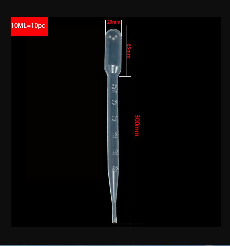 BIPEE 10ml Plastic Pipette Graduated Transparent Dropper for Laboratory Experiment 30cm Length 10pcs