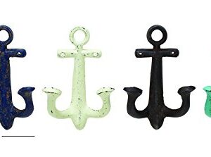 Deco 79 Metal Anchor Single Hanger Wall Hook, Set of 4 5"W, 9"H, Multi Colored