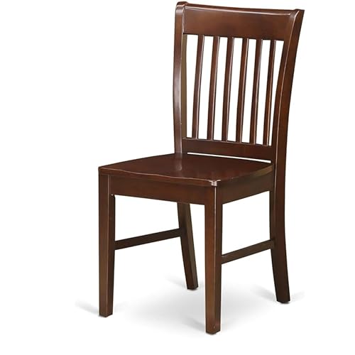 East West Furniture NFC-MAH-W Norfolk Dining Room Chairs - Slat Back Solid Wood Seat Chairs, Set of 2, Mahogany