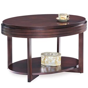 Leick Home 10109-CH Oval Small Coffee Table with Shelf, Chocolate Cherry