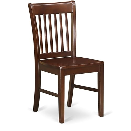 East West Furniture NFC-MAH-W Norfolk Dining Room Chairs - Slat Back Solid Wood Seat Chairs, Set of 2, Mahogany