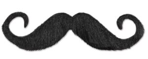 beistle handlebar mustache, self-adhesive fake hairy 'stache, halloween stick on facial hair for pirates, cowboys, & mario costume for parties, 5”