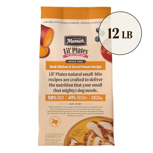 Merrick Lil’ Plates Premium Grain Free Dry Dog Food For Small Dogs, Real Chicken And Sweet Potato Kibble - 12.0 lb. Bag