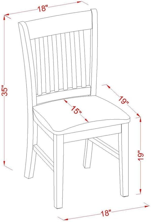 East West Furniture NFC-MAH-W Norfolk Dining Room Chairs - Slat Back Solid Wood Seat Chairs, Set of 2, Mahogany