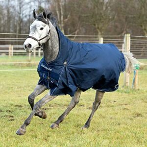 HORZE Avalanche 1200D Lightweight Turnout Blanket with Fleece Lining | Waterproof Horse Rain Sheet - Peacoat Dark Blue - 72 in