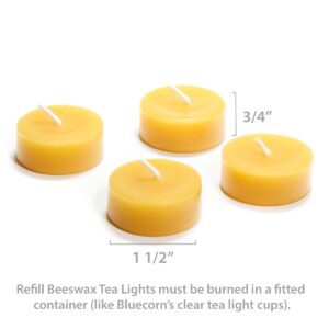 Bluecorn Beeswax 100% Pure Beeswax Tea Light Refills (no Cup) (Raw, 48 case)