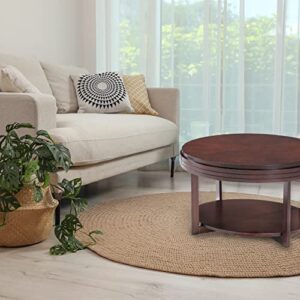 Leick Home 10109-CH Oval Small Coffee Table with Shelf, Chocolate Cherry